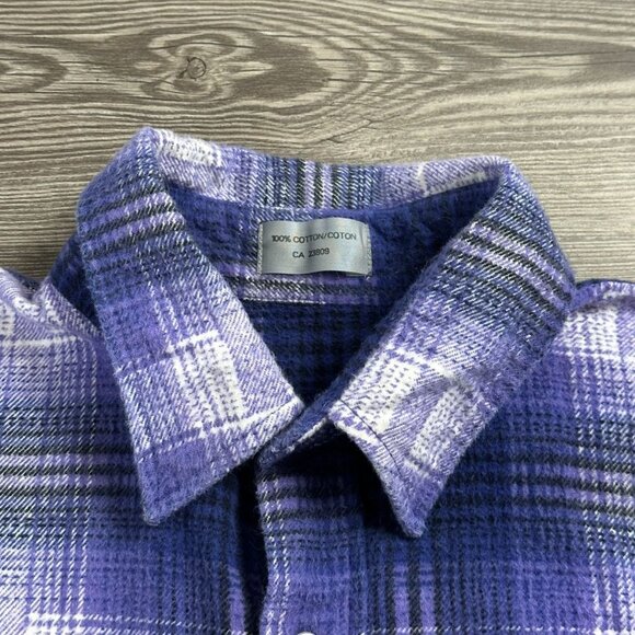 Y2K Shadow Plaid Flannel Button Up Shirt - Picture 3 of 3